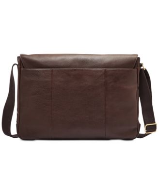 fossil men's leather messenger bag