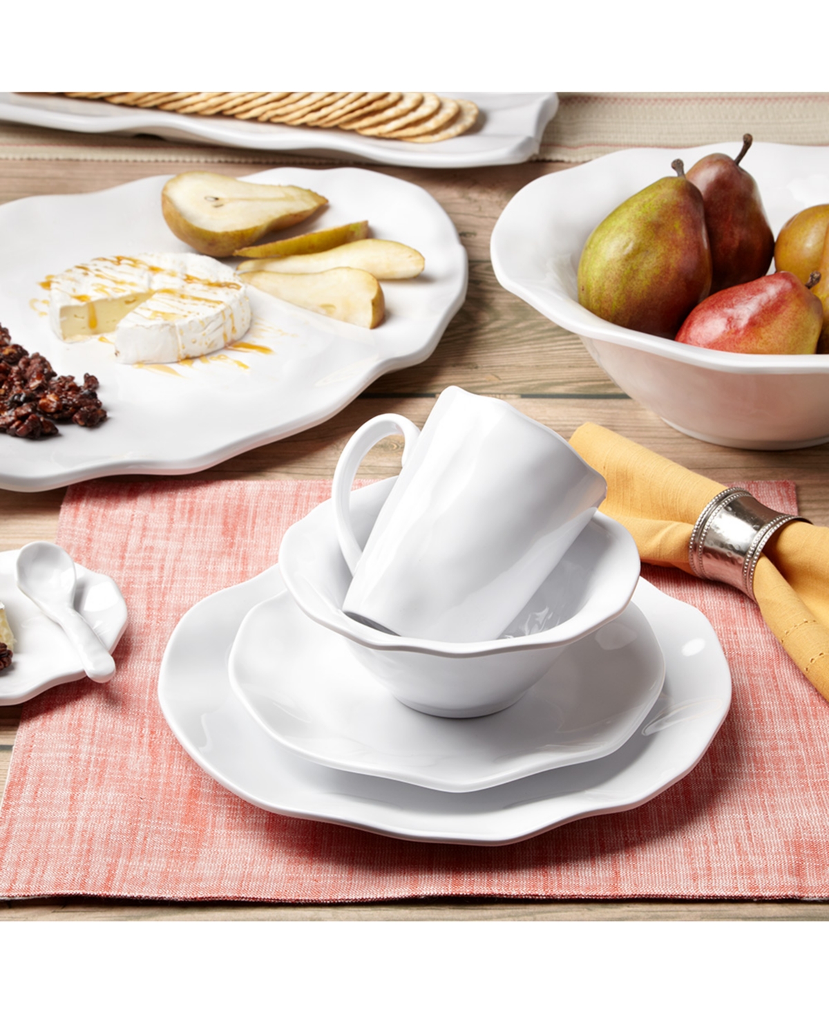 Q Squared Ruffle Melamine Square Dip Bowls, Set of 4