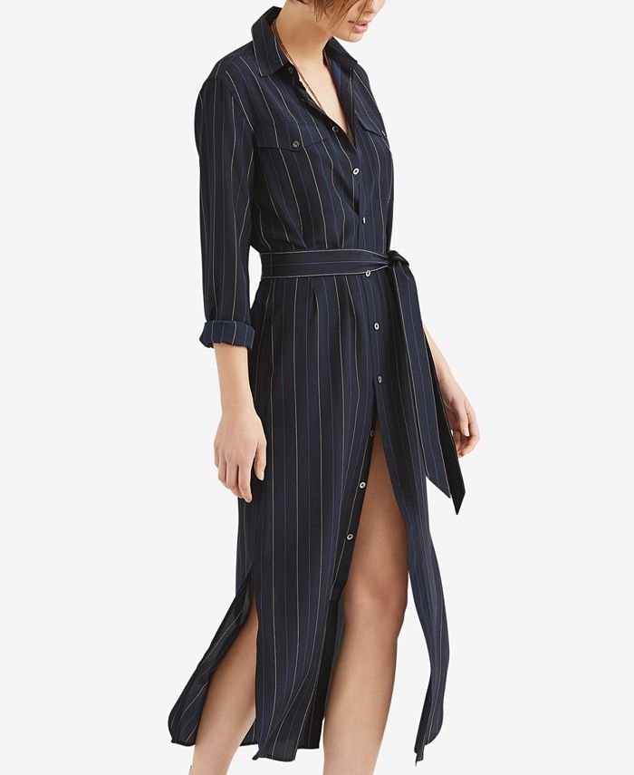 Polo Ralph Lauren Pinstripe Silk Maxi Dress - Macy's