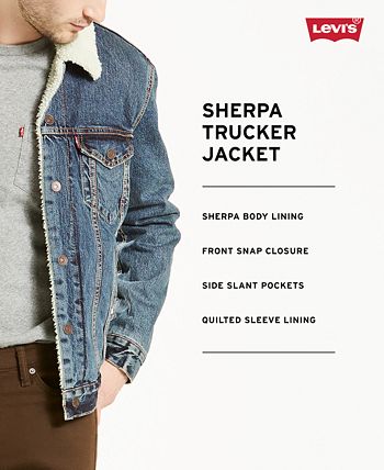 Levi's Men's Regular Fit Sherpa Denim Trucker Jacket & Reviews - Coats &  Jackets - Men - Macy's