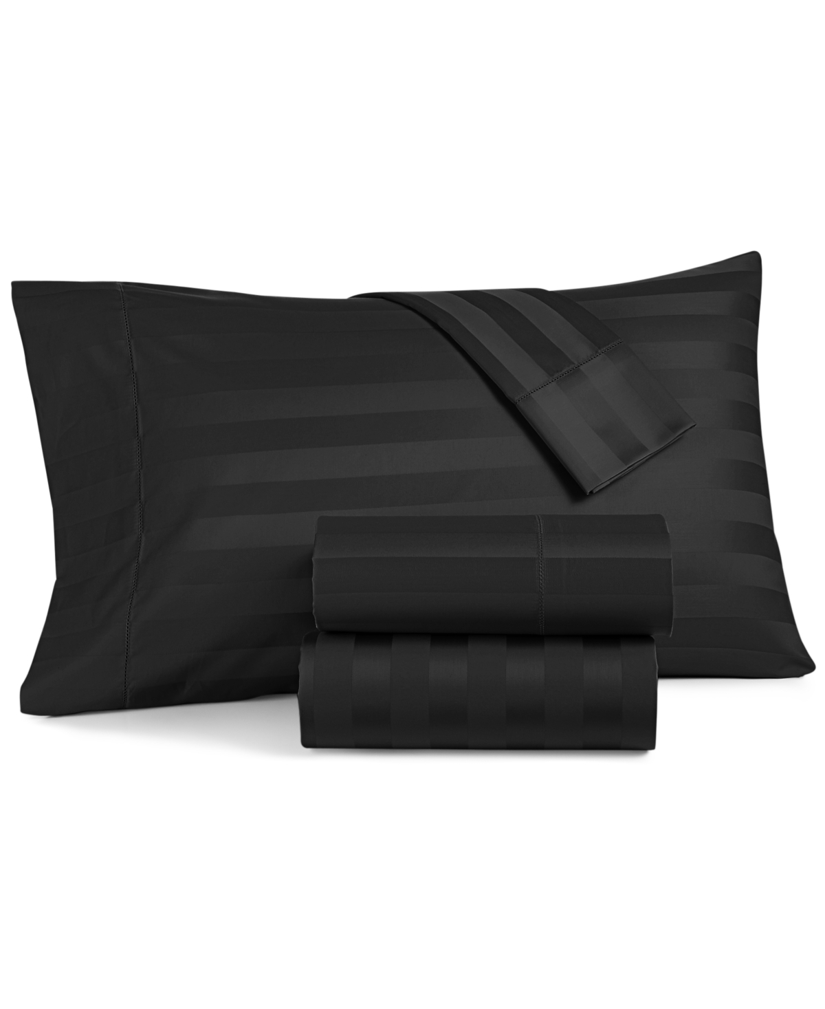 Charter Club Damask 1.5" Stripe 550 Thread Count 100% Cotton 4-pc. Sheet Set, California King, Created For Macy's In Black