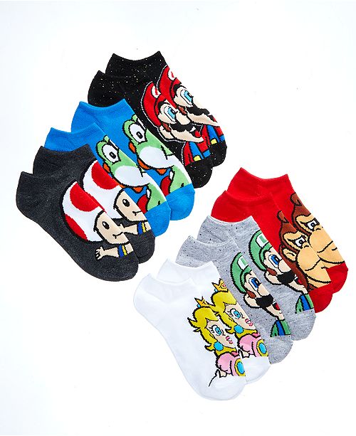 Mario Bros Nintendo S 6 Pk Graphic Print Socks Little Boys