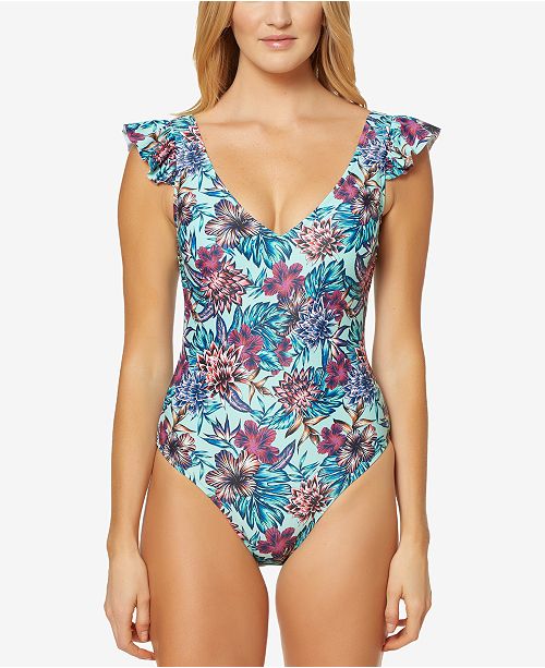 Jessica Simpson Ruffle Shoulder One Piece Swimsuit Reviews