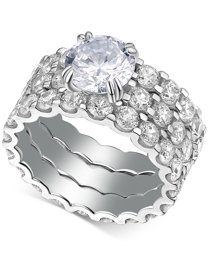 Macy s 3 Pc Set Cubic Zirconia Rings in Sterling Silver Macy s