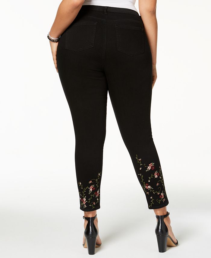 Style & Co Plus Size Embroidered Skinny Jeans, Created for Macy's ...