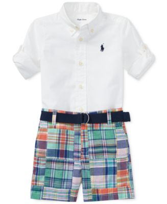 Ralph Lauren Baby Boys Shirt and Shorts Set in Multicolour