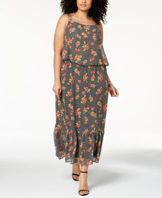 NY Collection Plus Size Printed Popover Maxi Dress - Macy's