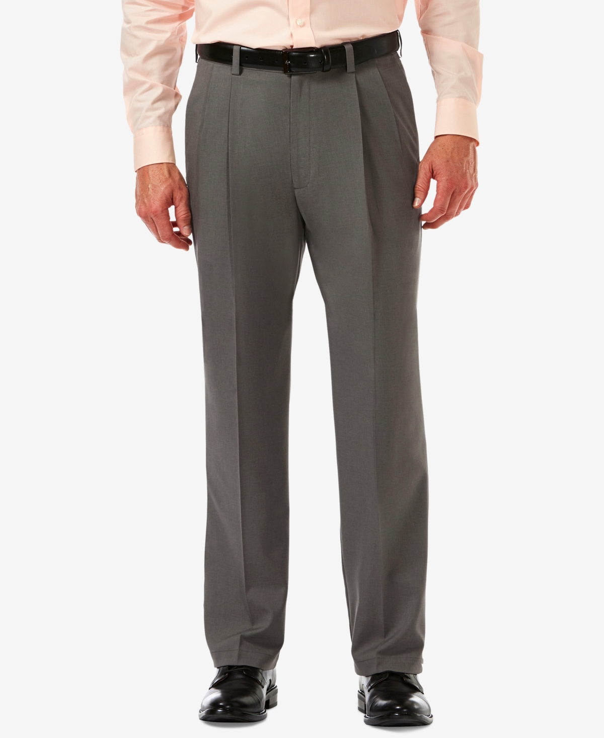 Haggar Men's Cool 18 Pro Classic-Fit Expandable Waist Pleated Stretch Dress Pants