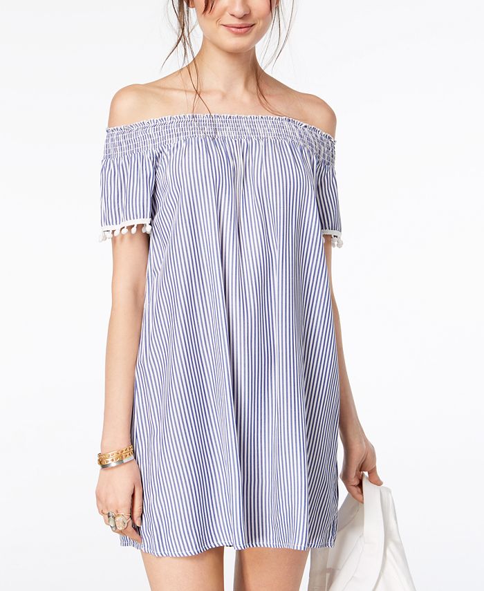 Love, Fire Juniors' Smocked Off-The-Shoulder Dress - Macy's