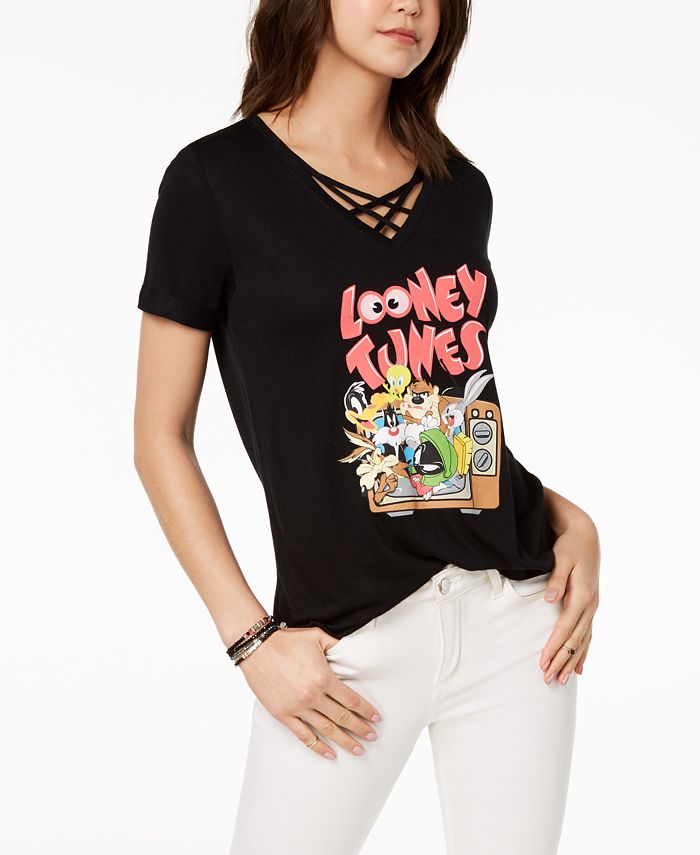 Love Tribe Juniors' Looney Tunes Graphic-Print T-Shirt & Reviews - Tops ...