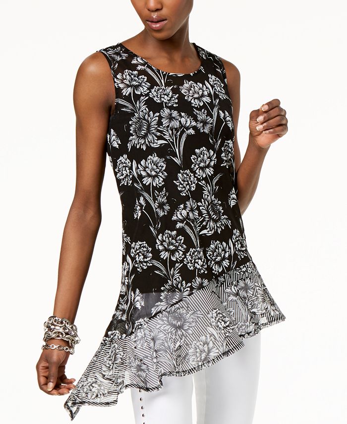 INC International Concepts I.N.C. Printed Asymmetrical Top, Created for  Macy's - Macy's