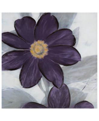 Madison Park - 'Midnight Bloom Plum' 30" x 30" Hand-Embellished Canvas Print