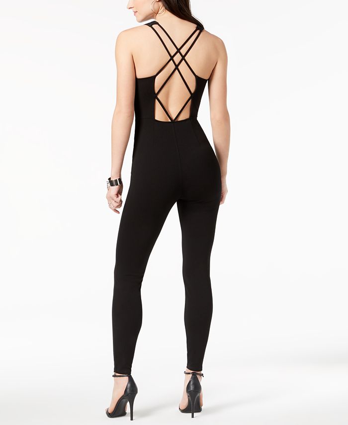 GUESS Karl Cage-Neck Strappy Jumpsuit - Macy's