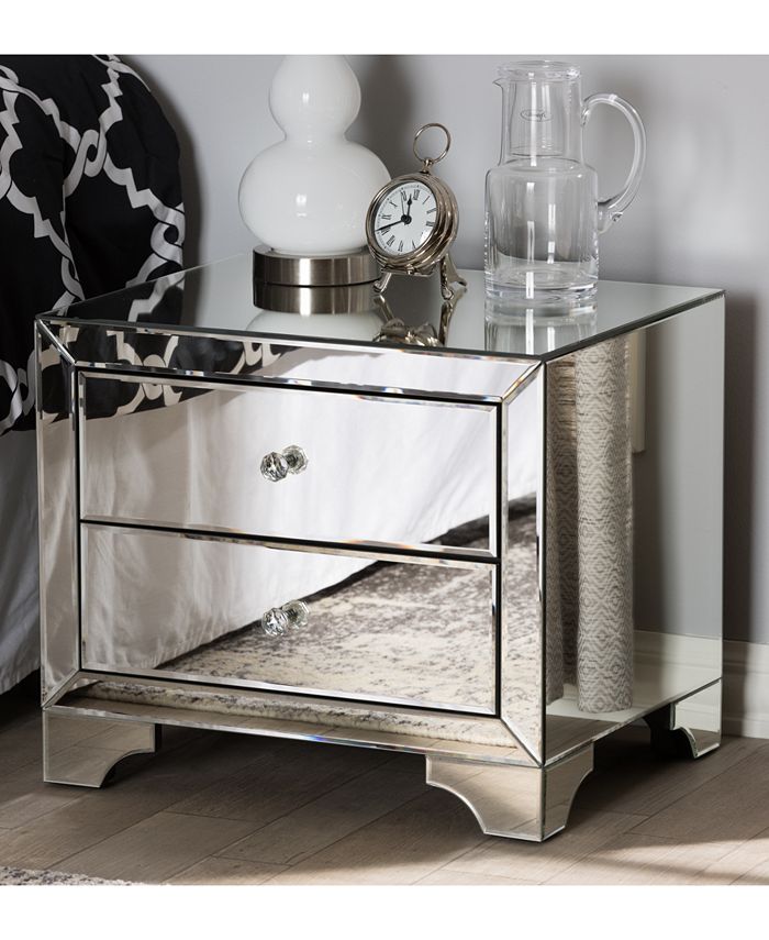 Furniture Farrah Mirrored Nightstand Macy's
