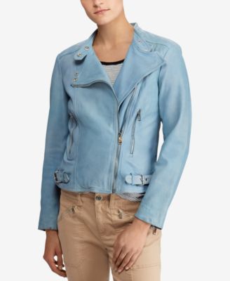 ralph lauren blue leather jacket