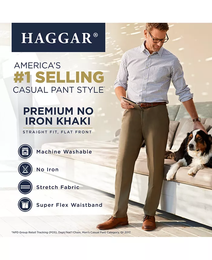 Men’s Premium No Iron Khaki Straight-Fit Stretch Flat-Front Pants - thumbnail 6
