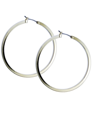 Guess 1 1/2" Gold-tone Square Edge Hoop Earrings In Gold