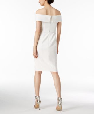 calvin klein off the shoulder white dress