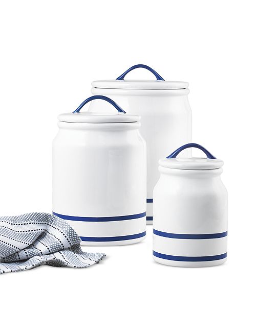 Martha Stewart Collection Closeout Blue Rim Set Of 3 Canisters Created For Macy S Reviews Dinnerware Dining Macy S