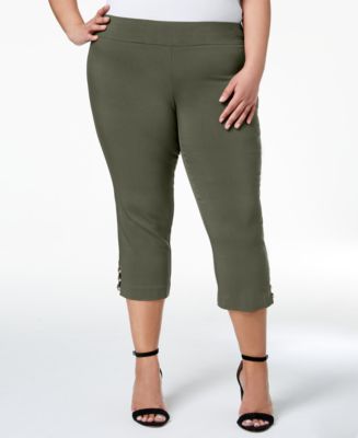 JM Collection Plus Size Lattice-Hem Capri Pants, Created for Macy's ...