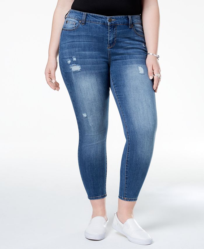 Celebrity Pink Plus Size Distressed Skinny Ankle Jeans - Macy's