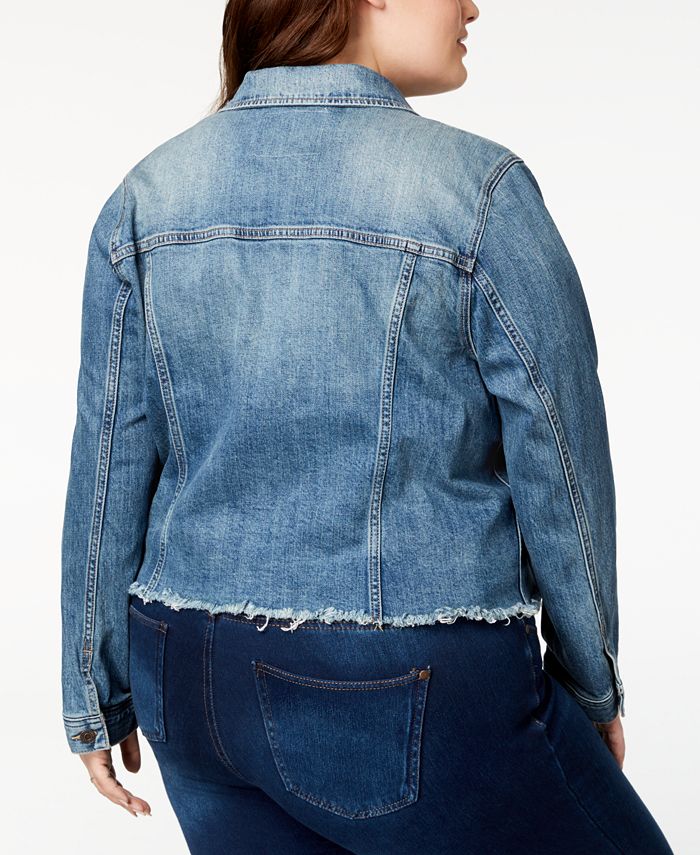 Lucky Brand Trendy Plus Size Frayed Denim Jacket - Macy's