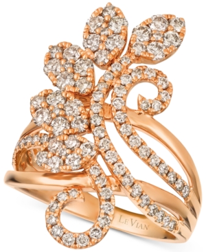 image of Le Vian Strawberry & Nude Diamond Flower Cluster Statement Ring (1-3/8 ct. t.w.) in 14k Rose Gold