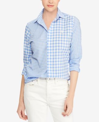 Polo Ralph Lauren Classic Fit Cotton Gingham Shirt & Reviews - Tops - Women  - Macy's