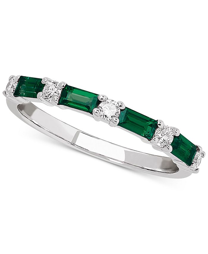 Macy's Emerald (5/8 ct. t.w.) & Diamond (1/5 ct. t.w.) Band in 14k ...