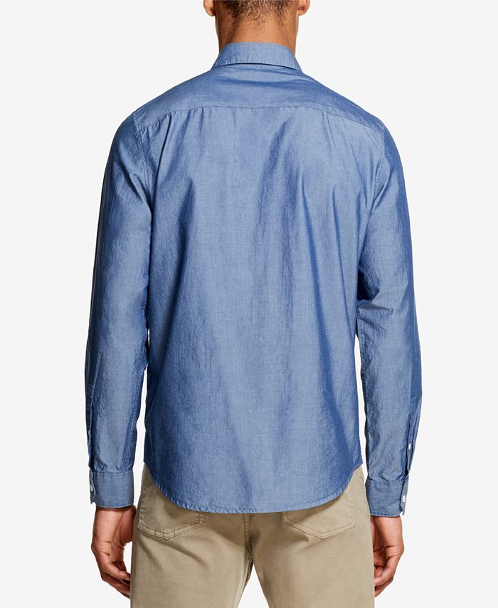 DKNY Men's Two Pocket Indigo Woven Shirt, Created for Macy's - Macy's