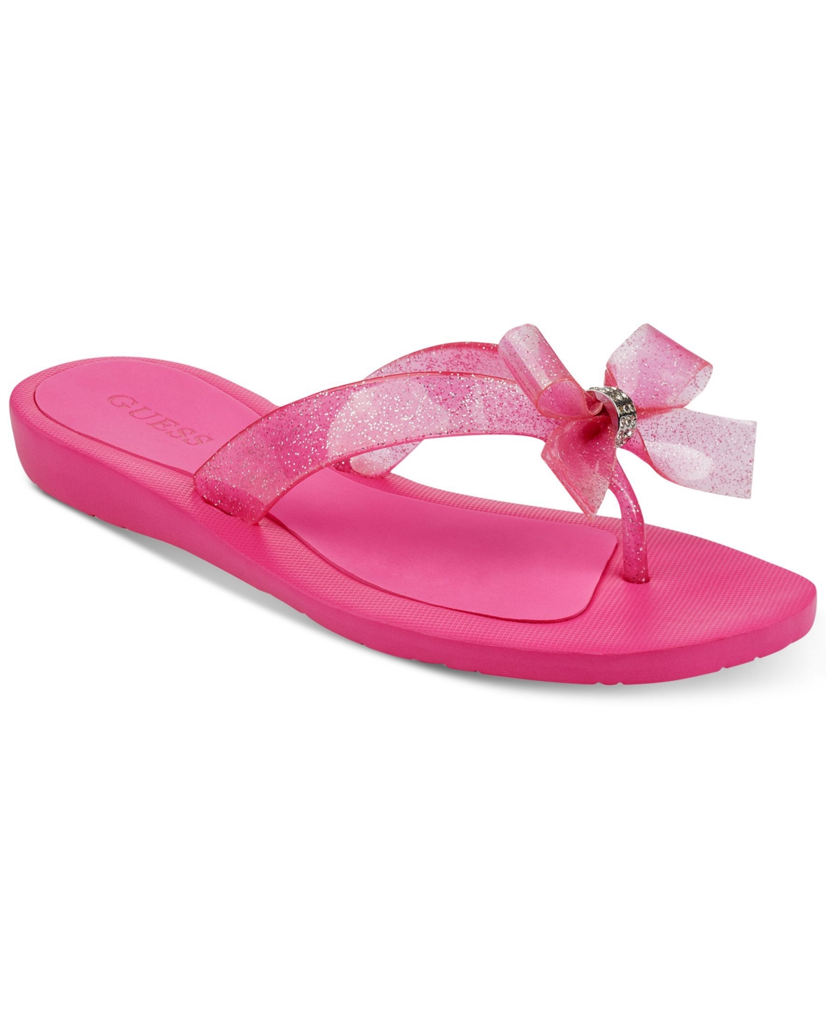 Shop Guess Women's Tutu Eva Fashion Bow Detail Flip Flop Sandals In Gold Logo