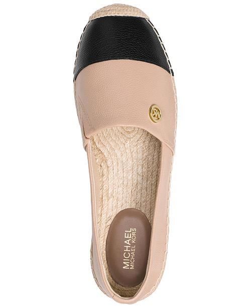 michael kors kendrick slip on black leather espadrille