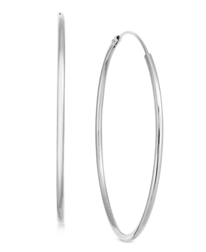 image of Essentials Silver Plated Medium Endless Wire Medium Hoop Earrings