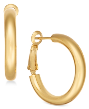 image of Essentials Small Polished Gold Plated Small Hoop Earrings s
