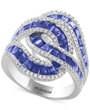 image of Effy Amore Sapphire (3-1/2 ct. t.w.) & Diamond (1/2 ct. t.w.) Ring in 14k White Gold