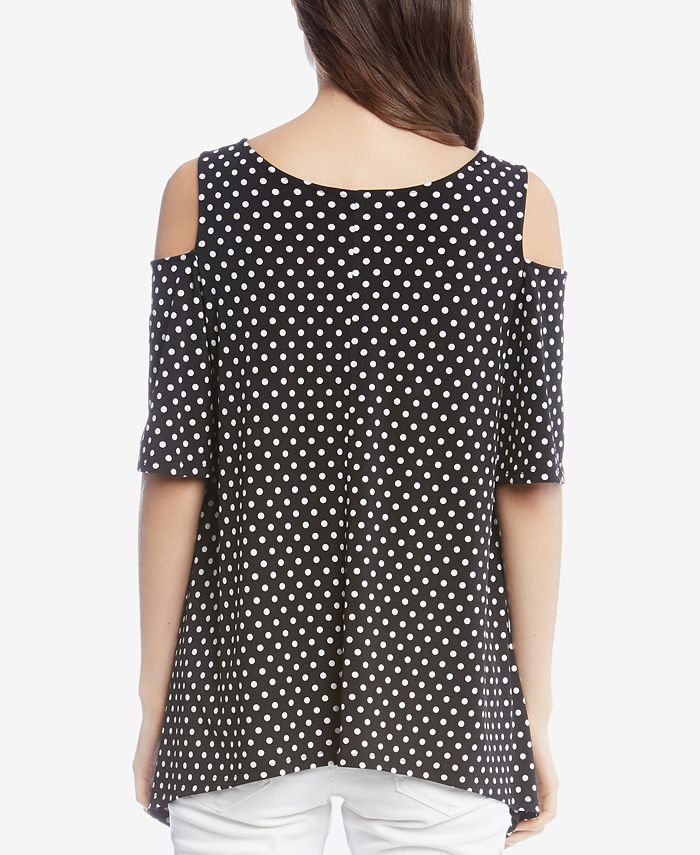 KAREN KANE Womens Cold Shoulder Printed Long Sleeve Scoop Neck Blouse