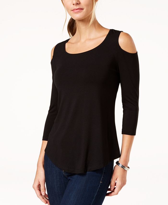 JM Collection Cold-Shoulder 3/4-Sleeve Top, Created for Macy's - Macy's