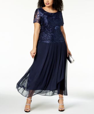 Alex Evenings Plus Size Sequined Lace Gown - Macy's