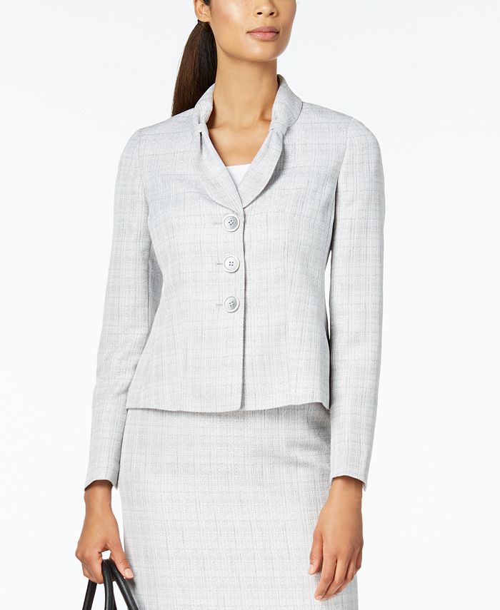 Le Suit Bow-Collar Skirt Suit - Macy's