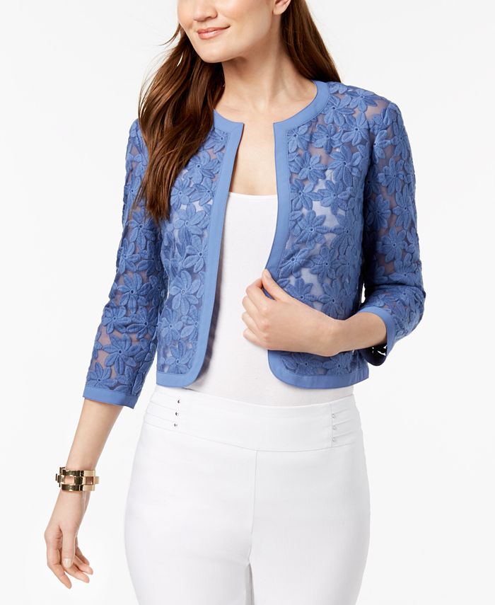 Anne klein shop cropped embroidered jacket