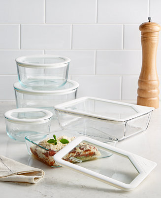 Pyrex 10-Piece Ultimate Food Storage Set, White/Clear