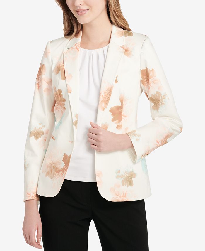 Calvin Klein Floral Print Blazer Regular and Petite Macy s