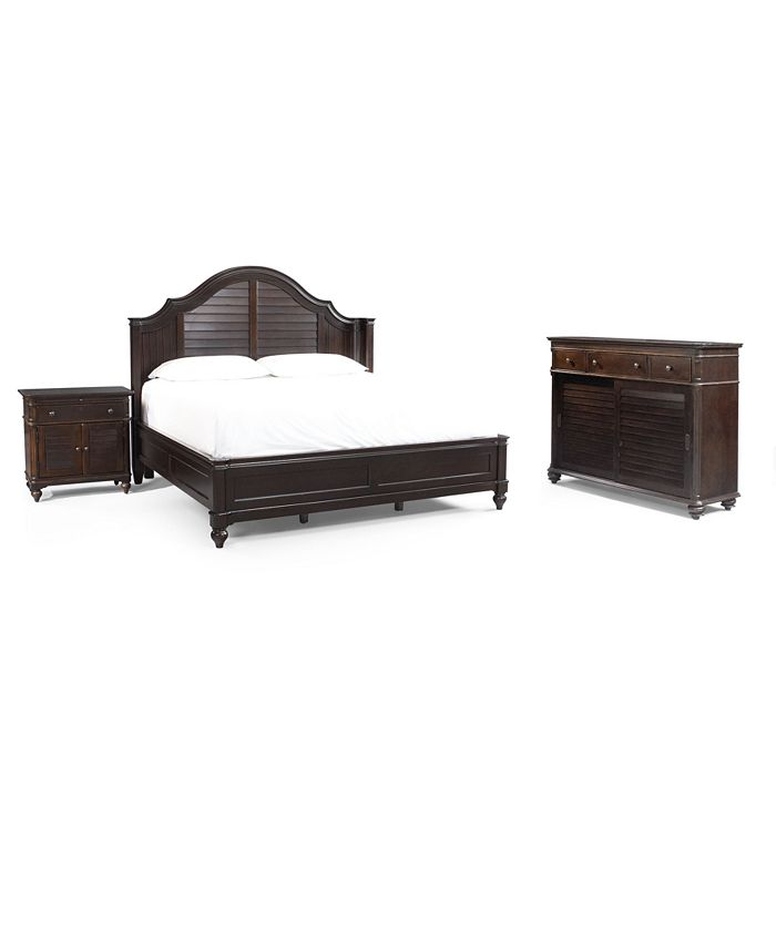 Furniture - Bedroom , Steel Magnolia Tobacco Finish King 3 Piece Set (Bed, Dresser and Nightstand)