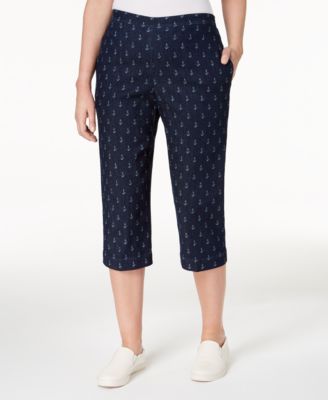 Alfred Dunner - America&rsquo;s Cup Anchor-Print Denim Capri Pants
