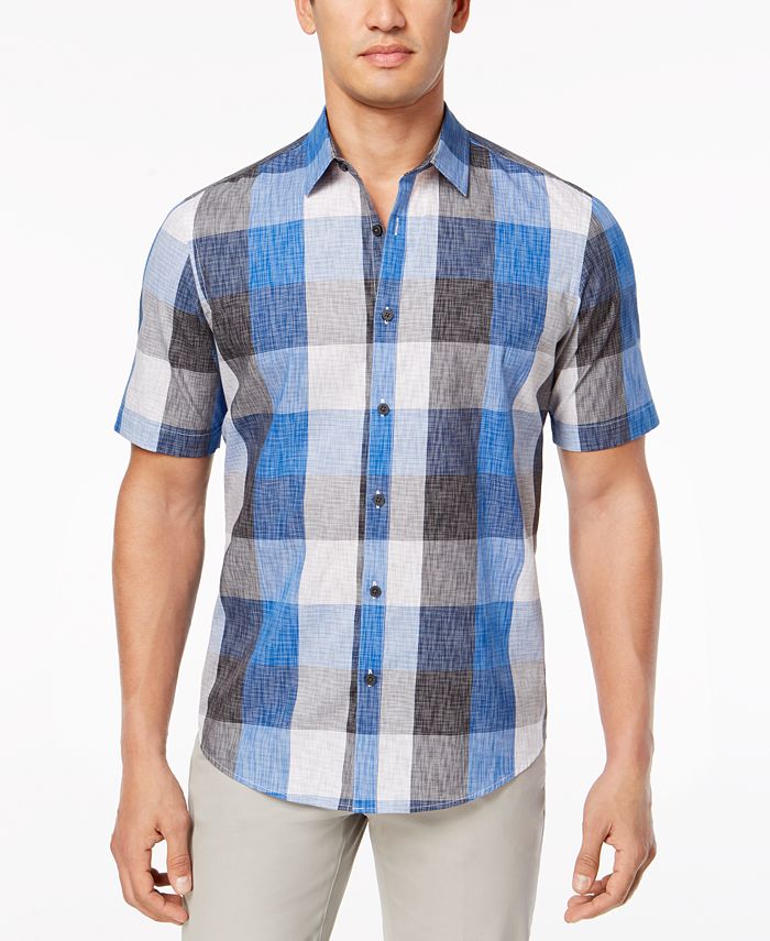 Alfani Men's Textured Plaid Shirt, Created for Macy's - Macy's