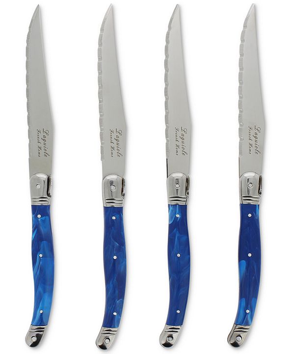 French Home Laguiole Blue Faux Marble Steak Knives, Set of 4 & Reviews