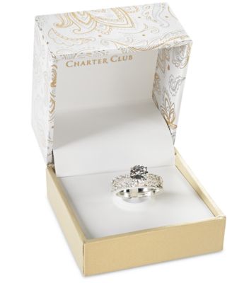 Cubic Zirconia (3 ct. t.w.) Engagement Ring Set in Fine Silver Plate