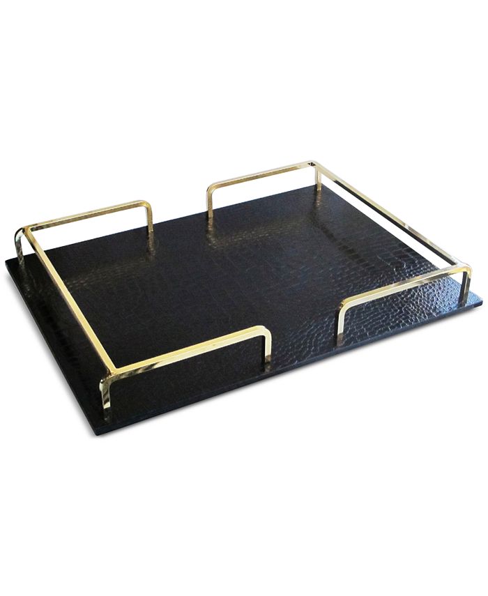 Jay Imports Embossed Rectangular Tray with Rail Handles Macy's