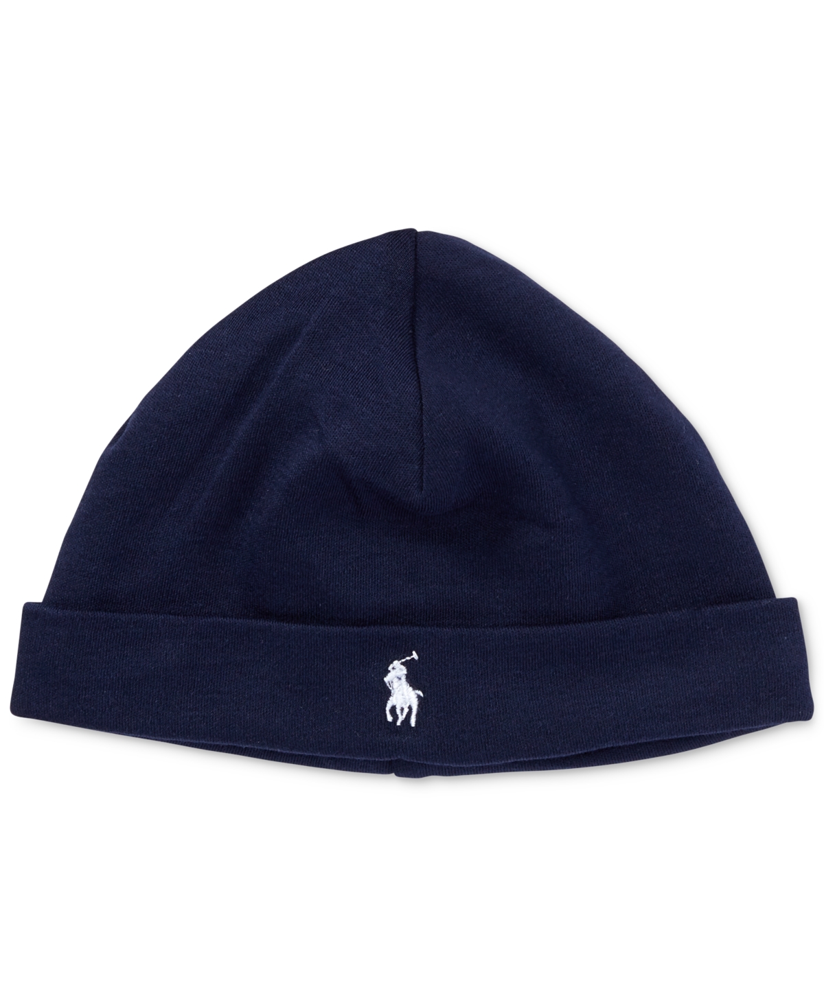 Polo Ralph Lauren Baby Boys Cotton Jersey Fold Over Beanie In French Navy