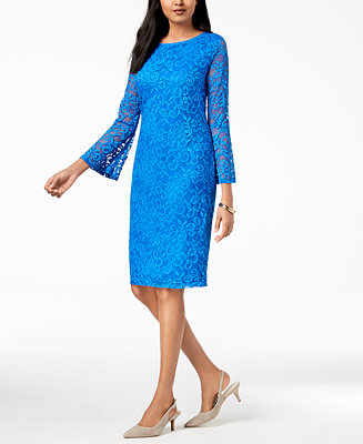 Alfani Petite Lace Bell-Sleeve Dress, Created for Macy's - Macy's